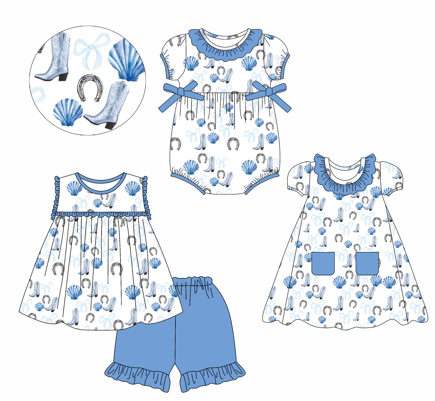 2.21 custom each style moq 5eta 4-6week Sibling Sister boot baby girl short sleeve shorts sets and dress and rompers match family design