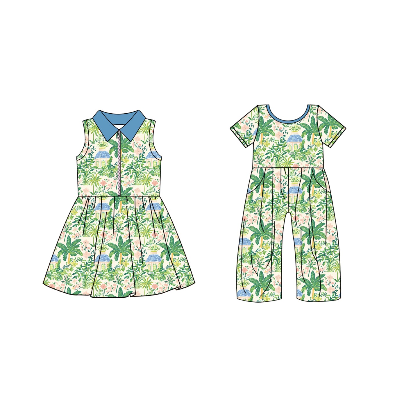 4.21 custom each style moq 5eta 4-6week Sibling Sister floral baby girl short sleeve yoga dresses and jumpsuit match design