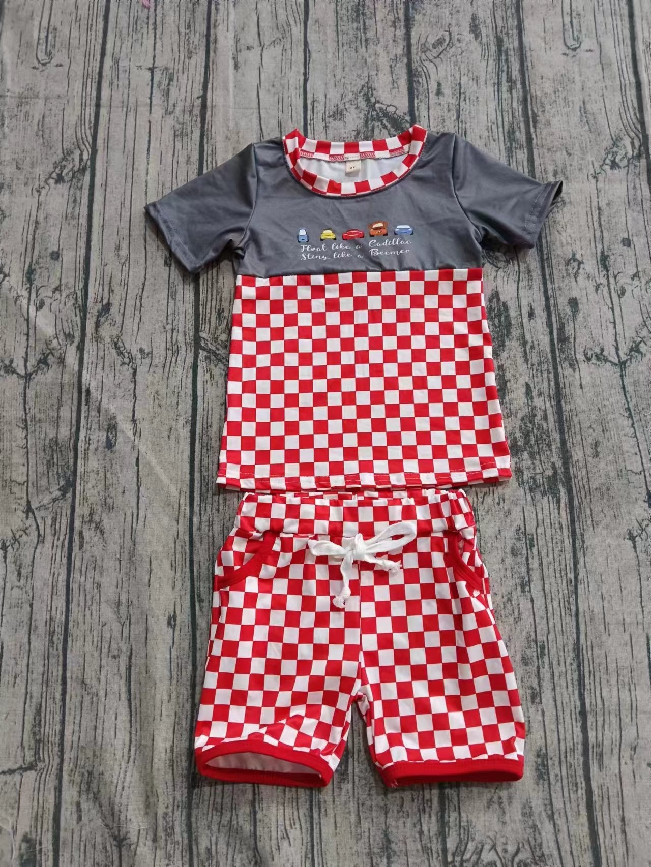 Custom moq 3 eta 6-7weeks baby boy clothes cars short sleeve shorts sets-25.7.11