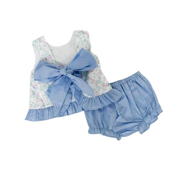 5.10custom each style moq 5eta 4-5week small floral prints blue top and shorts