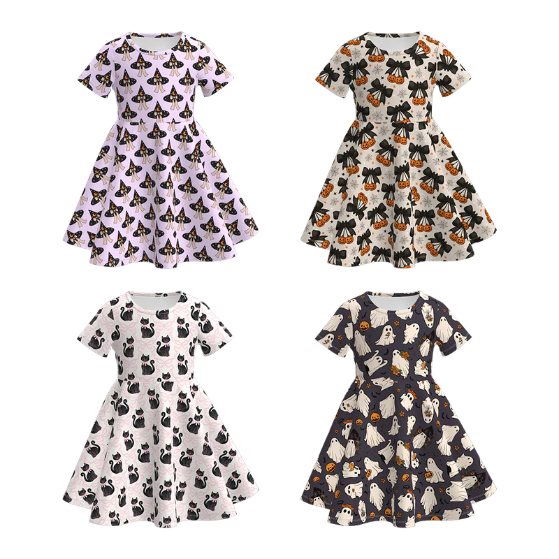 Custom moq 5 each style eta 6-7weeks milk silk baby girls summer short sleeves dresses