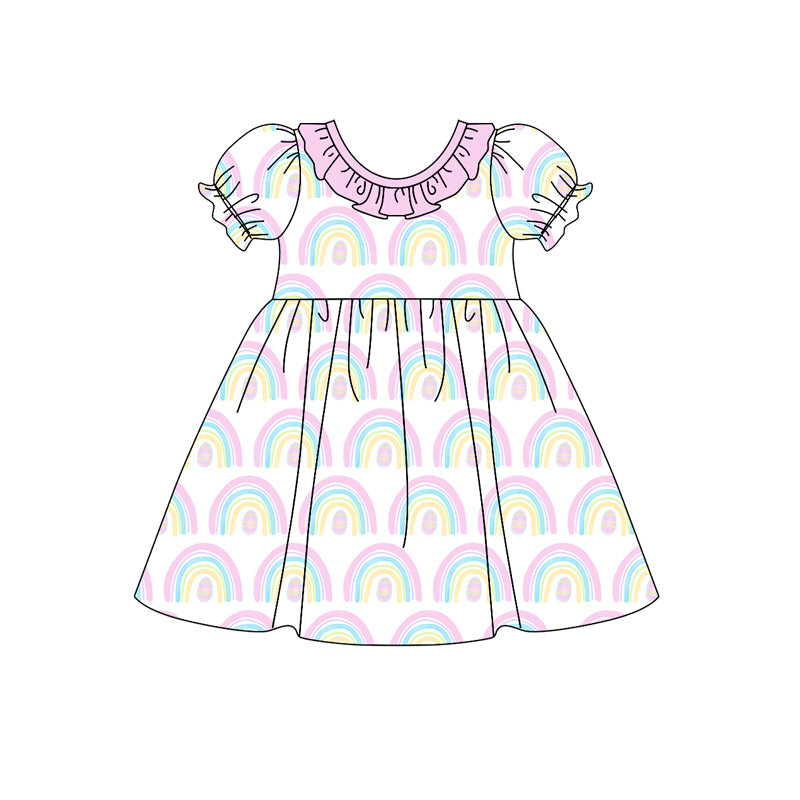 10.24 custom each style moq 5eta 4-6week Sibling Sister rainbow pink baby girls sets and dress match family design