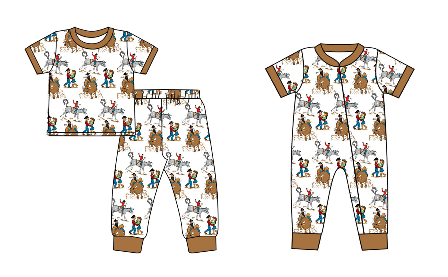 12.16 custom each style moq 5eta 4-6week Sibling Sister riding horse baby girls short sleeve sets and rompers match design