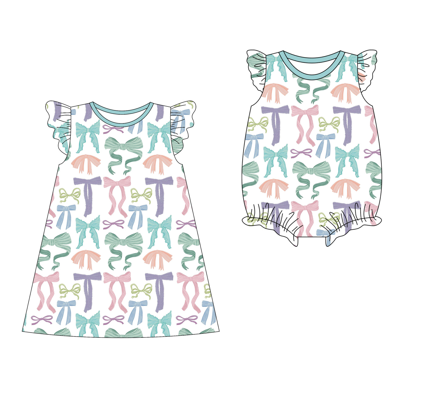 3.10 custom each style moq 5eta 4-6week Sibling Sister bow baby girl short sleeve dress and rompers match family design