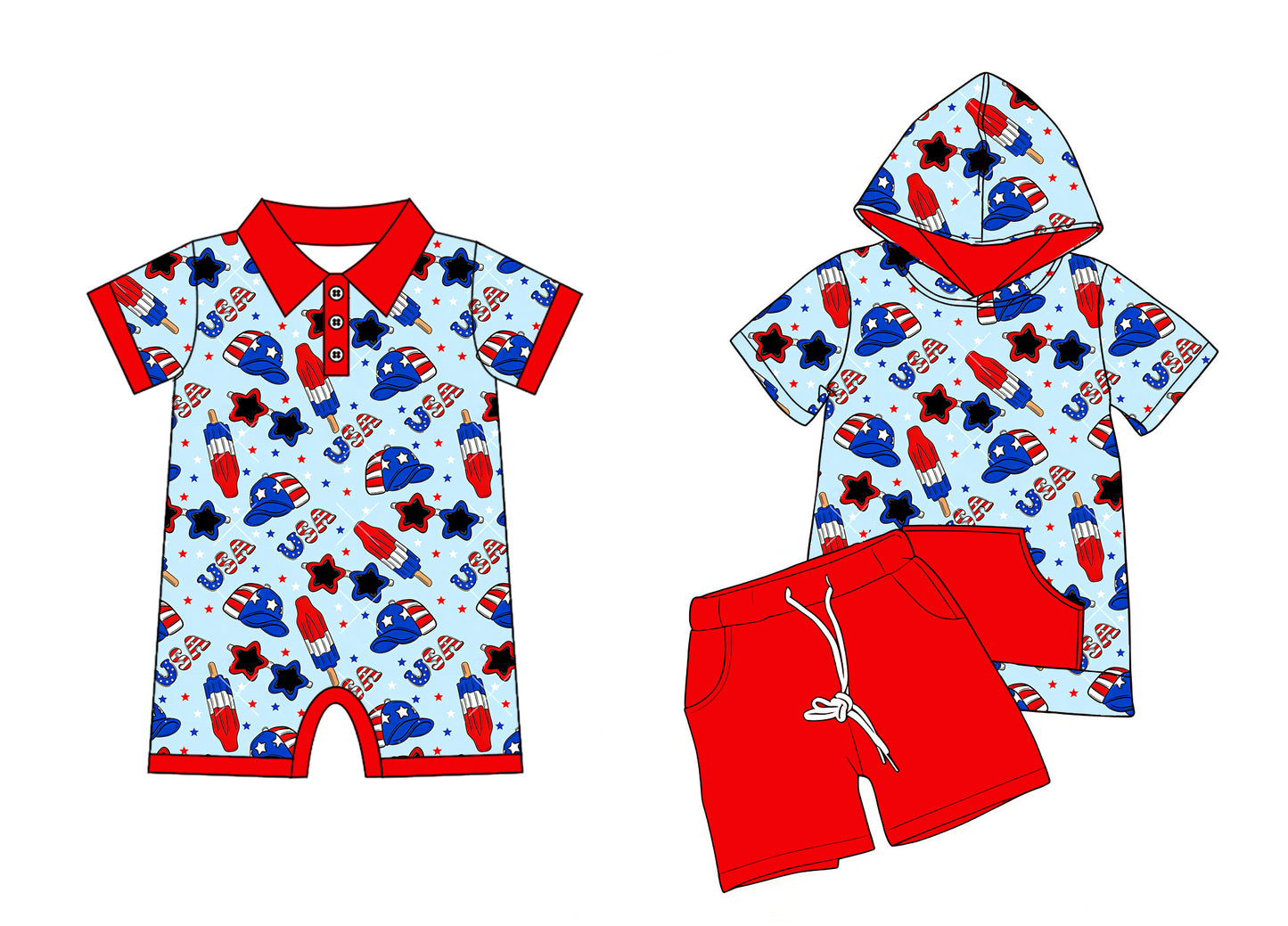 25.12.26 custom each style moq 5 eta 6-8week Sibling Sister USA baby boy short sleeve shorts sets and romper match design