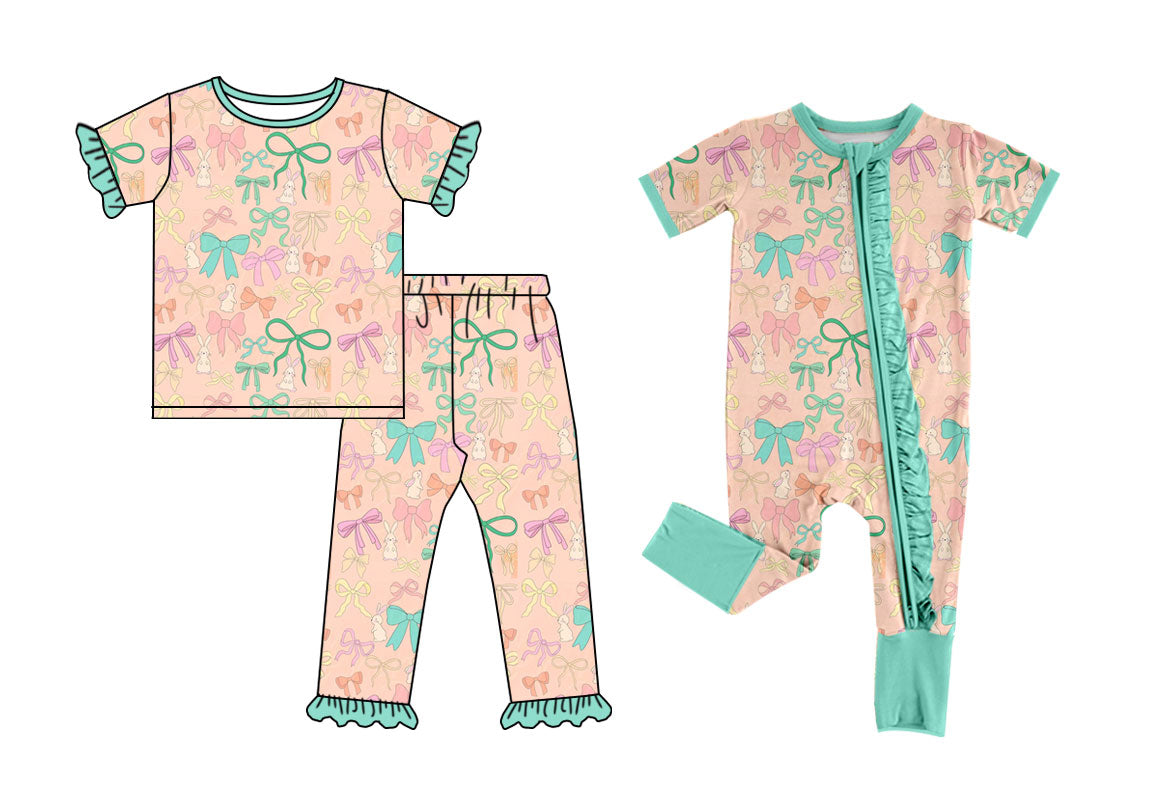 25.9.13 custom each style moq 5eta 6-8week Sibling Sisters bow baby girl clothes short sleeve pants sets and romper match family design