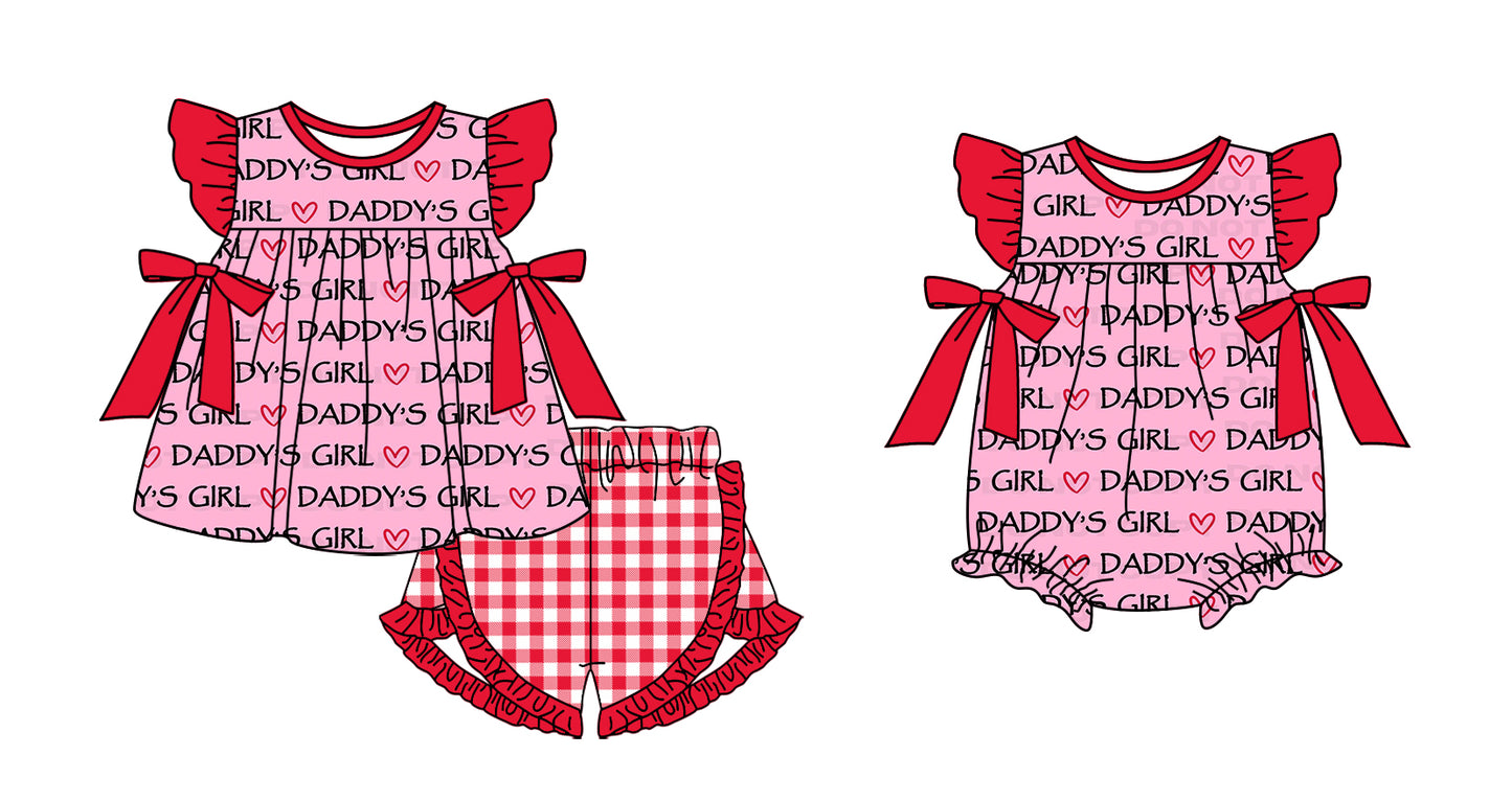 11.13 custom each style moq 5eta 4-6week Sibling Sister daddy girl baby girl short sleeve shorts sets and rompers match design