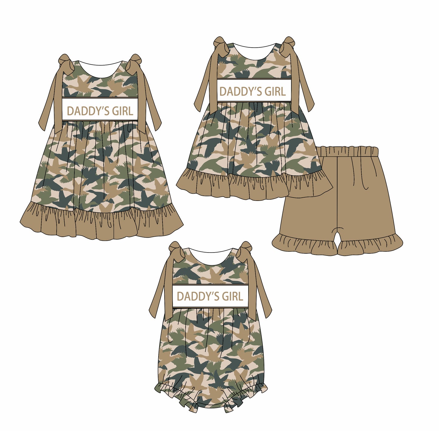 2.18 custom each style moq 5eta 4-6week Sibling Sisters DADDY GIRL baby girl short sleeve shorts sets and dress and rompers match family design