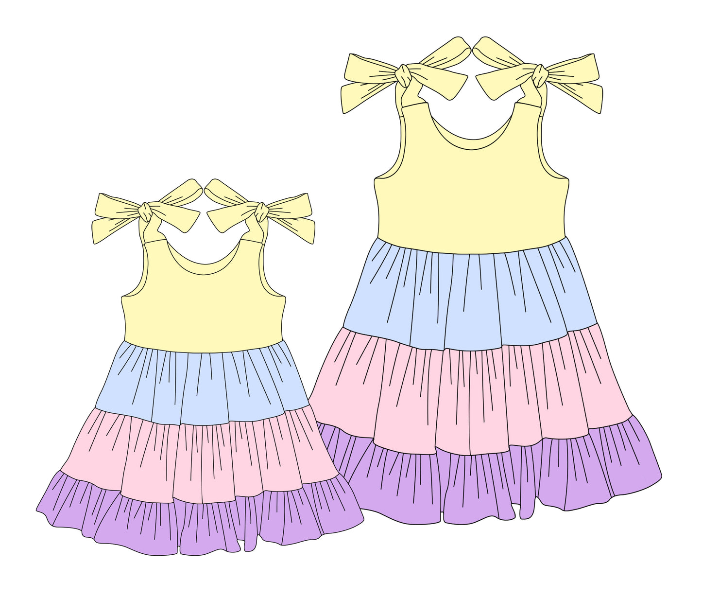 3.3 custom each style moq 5eta 4-6week Sibling Sister baby girls clothes short sleeve dress and adult dress match family design
