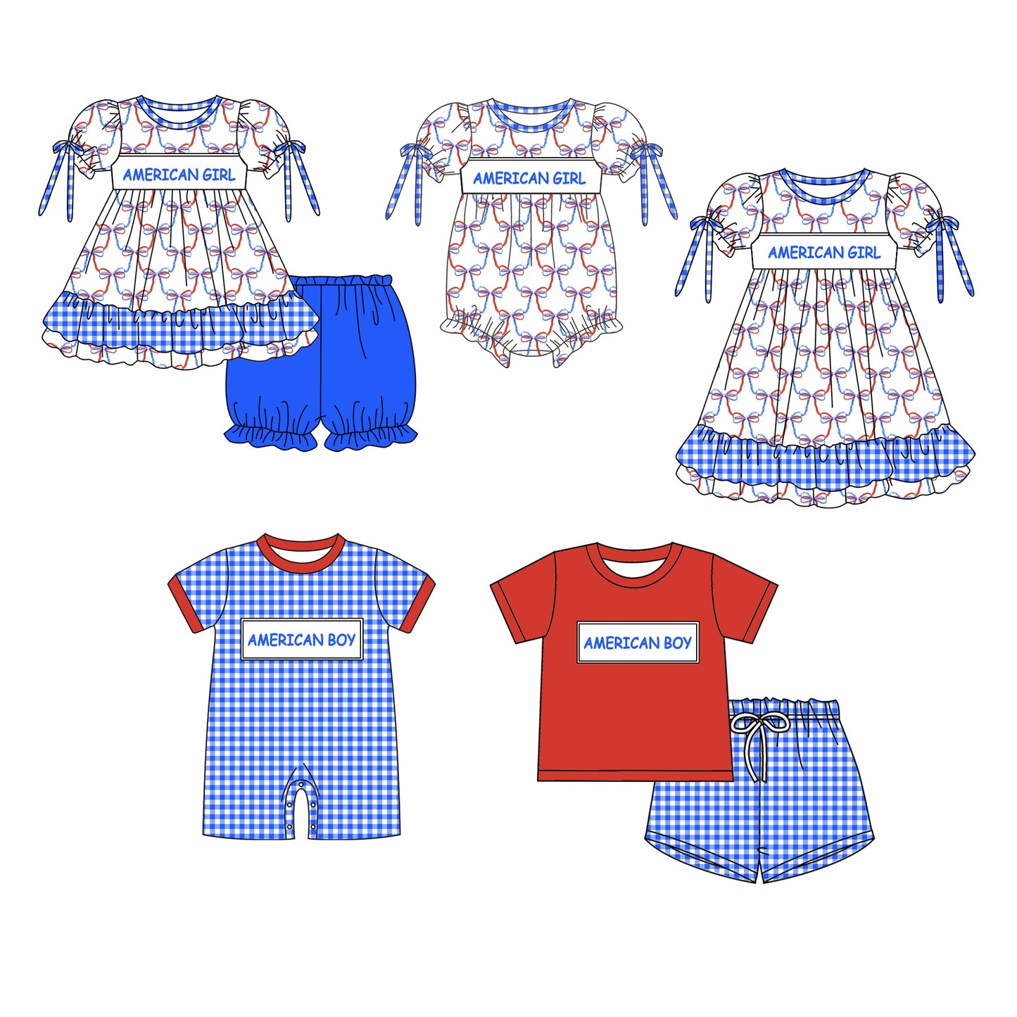 11.25 custom each style moq 5eta 4-6week Sibling Sister AMERICA GIRL baby girl short sleeve shorts sets and sets 2 and girls romper and boy romper and dress match design