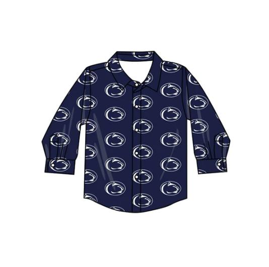 Custom moq 5 mix size milk silk summer teams baby boys clothes team sport team dark blue long sleeve top-25.7.15