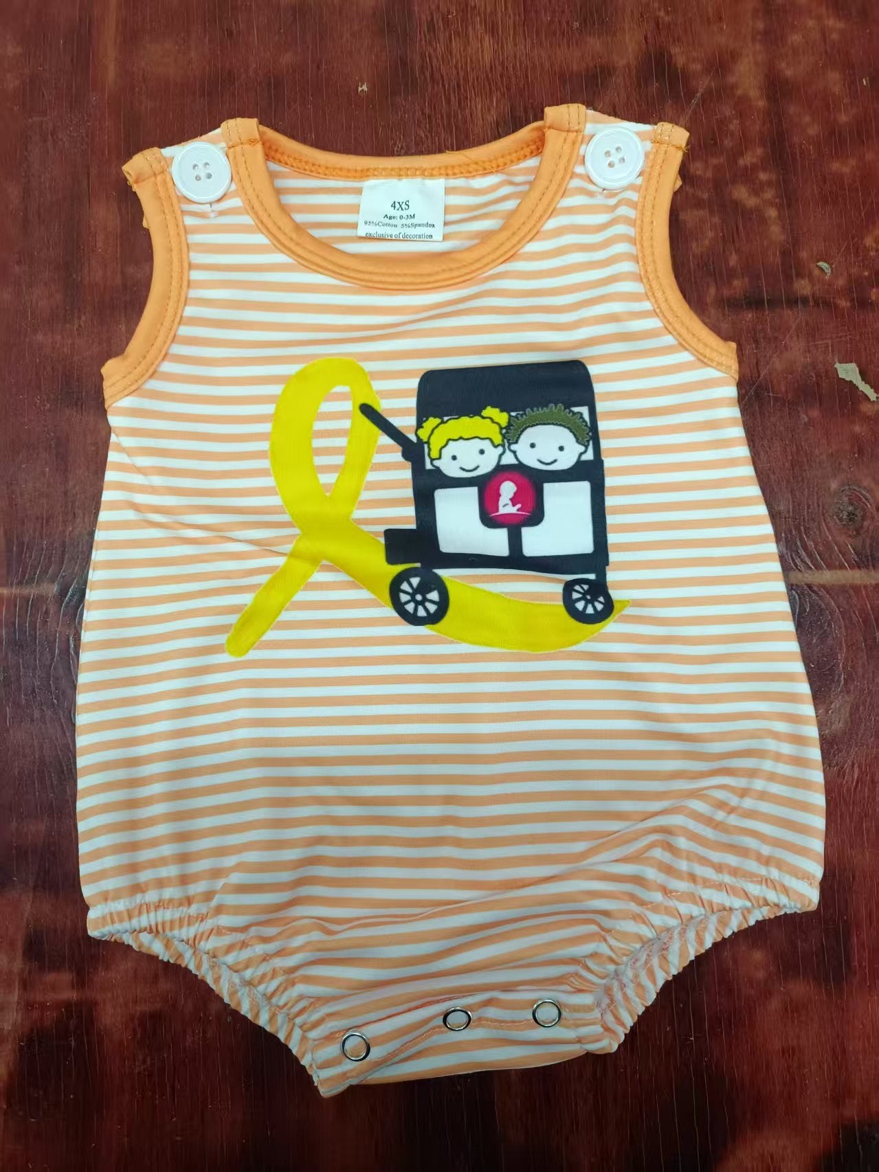 Custom moq 3 eta 6-7weeks baby boys clothes orange striped vest romper-25.5.10