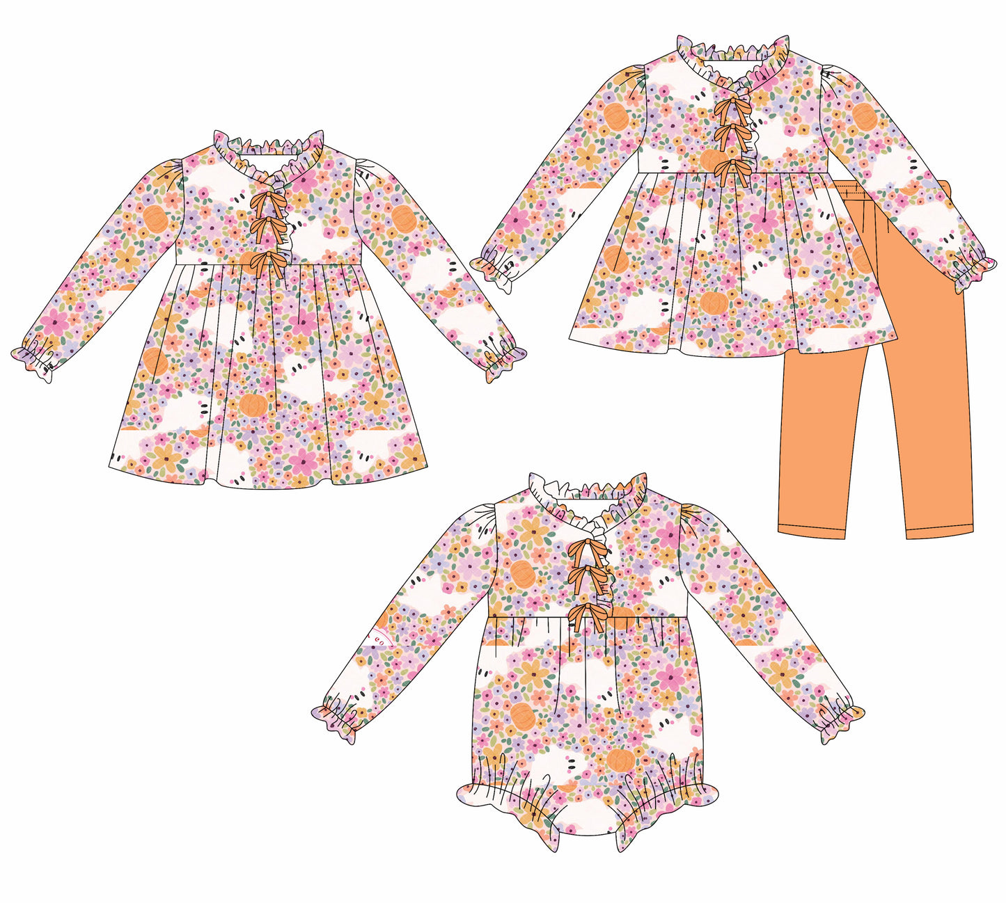 25.7.21 custom each style moq 5eta 4-6week Sibling Sisters floral baby girl long sleeve pants sets and dress and rompers match family design