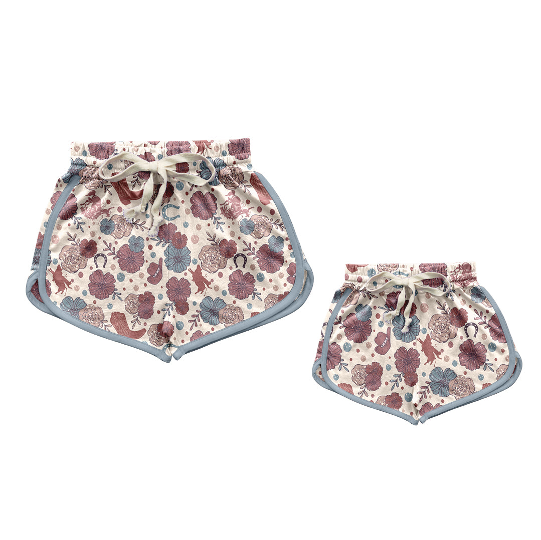 11.1 custom each style moq 5eta 4-6week Sibling Sister floral adult clothes and kids shorts and adult shorts match design