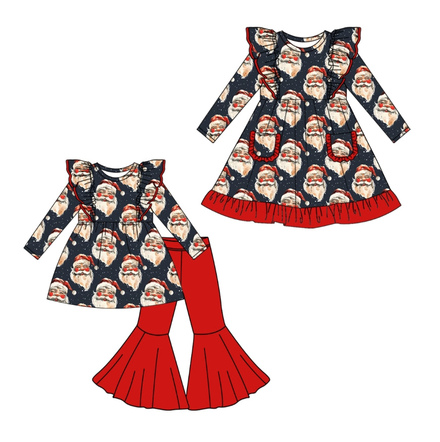 25.5.14 custom each style moq 5eta 4-6week Sibling Sisters Christmas aby girl long sleeve pants sets and dress match family design