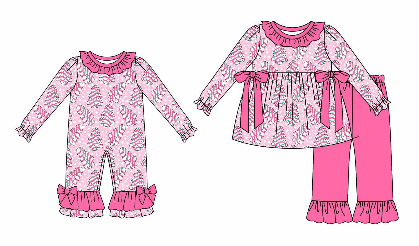 25.6.23 custom each style moq 5eta 4-6week Sibling Sisters Christmas pink baby girl long sleeve pants sets and rompers match family design