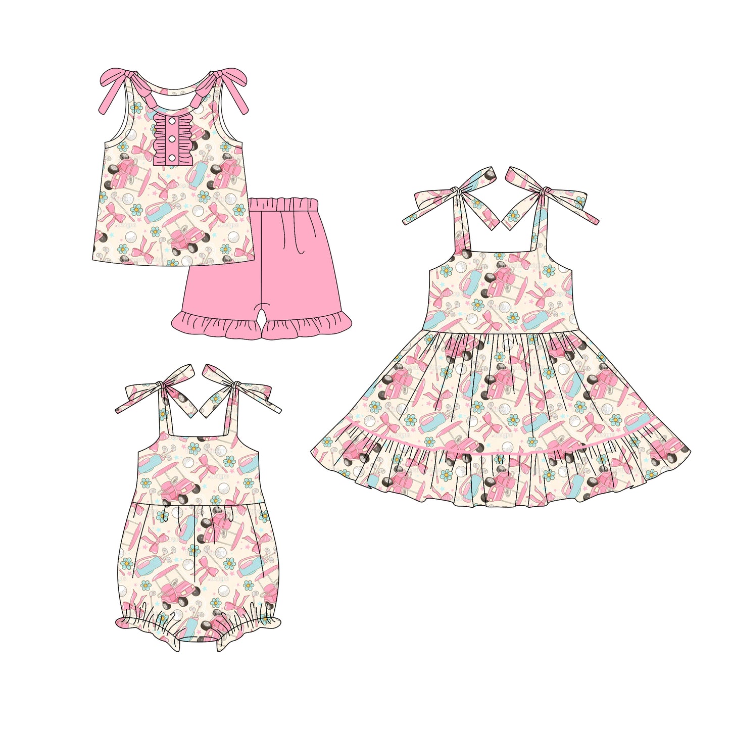 25.5.24 custom each style moq 5eta 4-6week Sibling Sisters bow floral baby girl short sleeve shorts sets and dress and rompers match family design