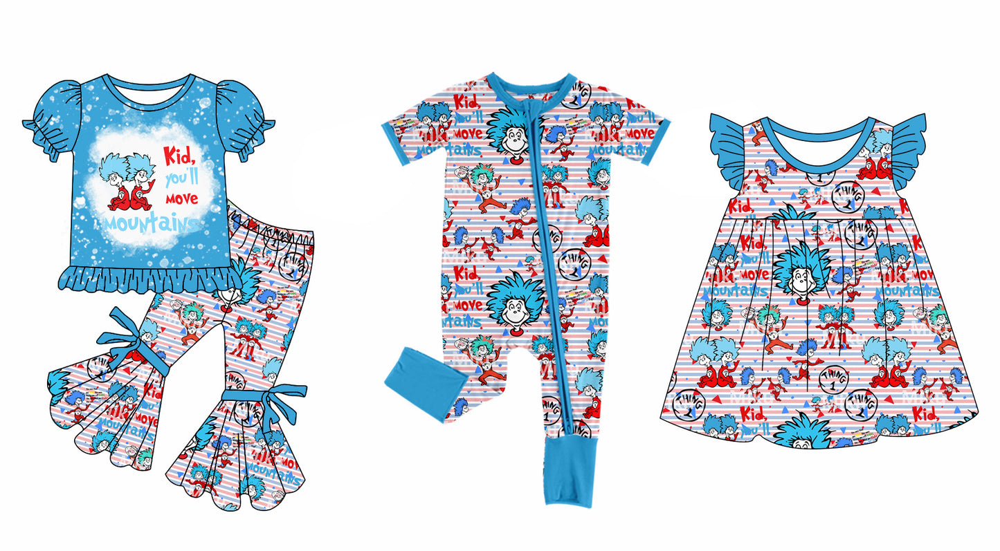 11.28 custom each style moq 5eta 4-6week Sibling Sister dr seuss baby girl sets and dress and rompers match family design