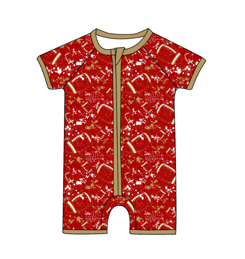 Custom moq 5 mix size milk silk summer teams Baby Football Short Sleeve Zipper Romper