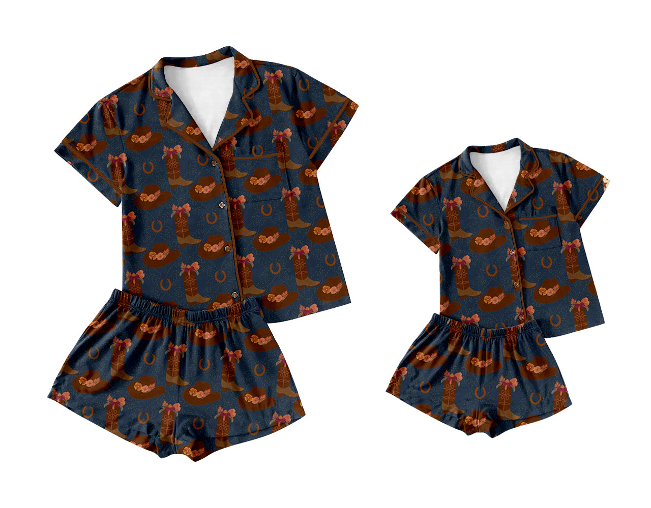 12.20 custom each style moq 5eta 4-6week Sibling Sister boots hats short sleeve shorts sets and adult sets match design