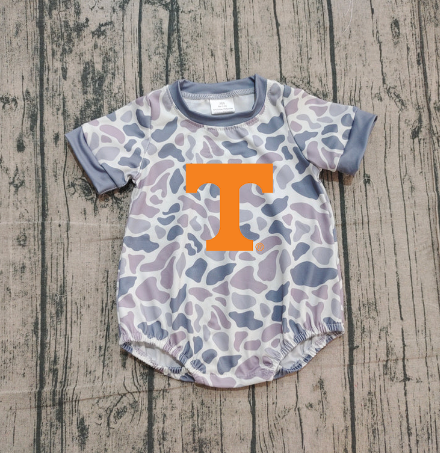 Custom moq 5 mix size milk silk Boy and Girl's Camouflage Gray Camouflage Romper, Milk Silk, Popular, Cute ORANGE COLOR