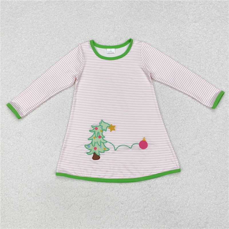 RTS NO MOQ(In Stock) GLD0704 Christmas Embroidered Long-Sleeved Dress