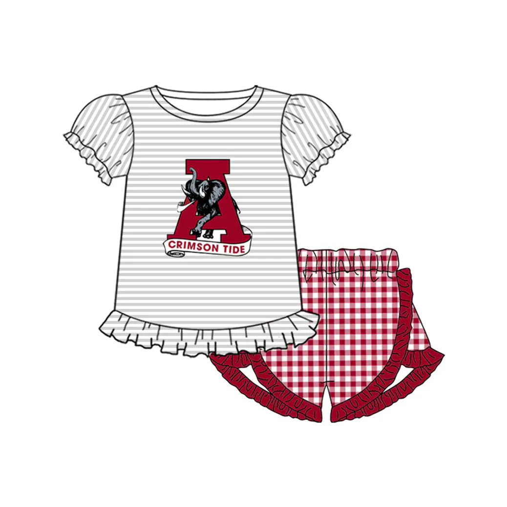 Deadline August 19 custom no moq eta 6-7weeks Elephant Girls Short Sleeve Shorts Set