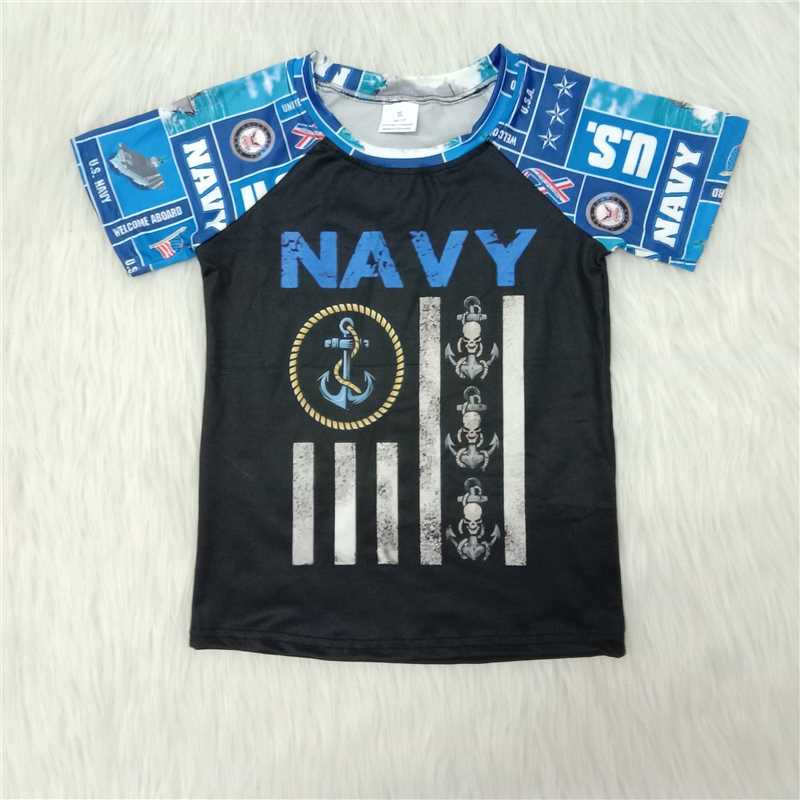 A9-2-1 NAVY skull short-sleeved top