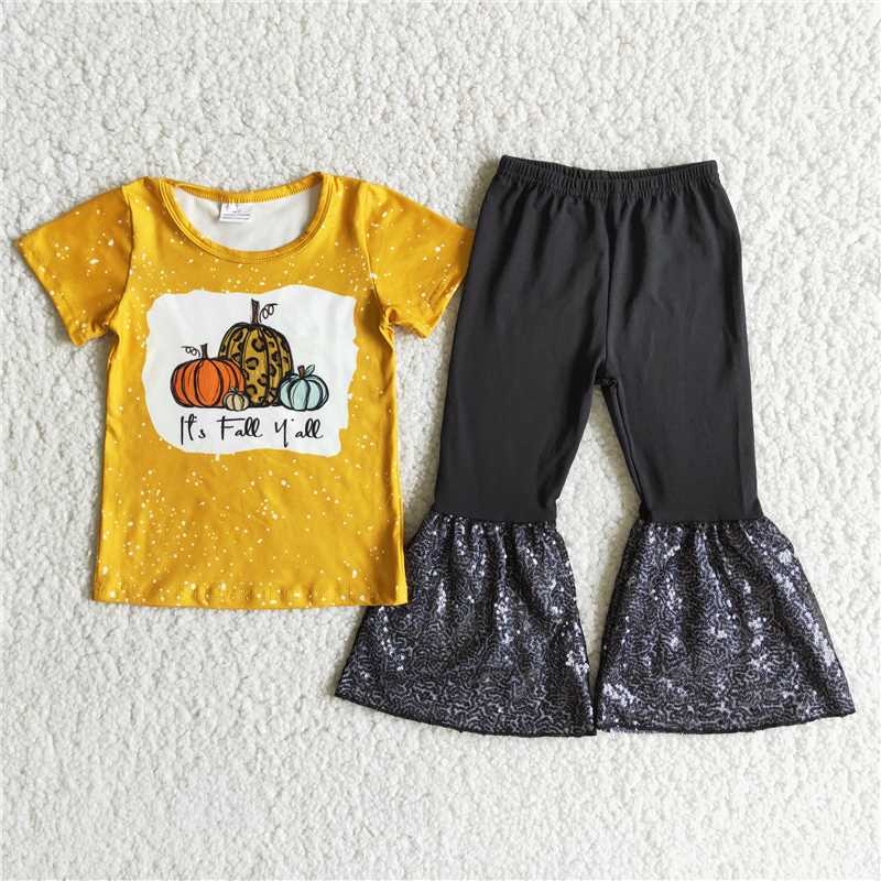SALES NEW Baby Girl Tie Dye Bell Bottom Set with White Gesture Image Top Infant Outfit Casual Comfortable Clothing for Girls