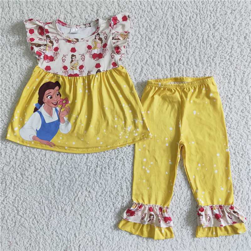 Cute Clothes GSPO0057 Baby Girls Flutter sleeve top ruffle pants clothing sets