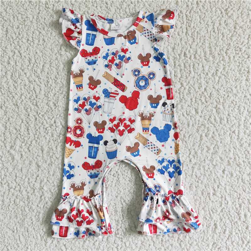 SALES NEW Baby girls castle 4th of July rompers