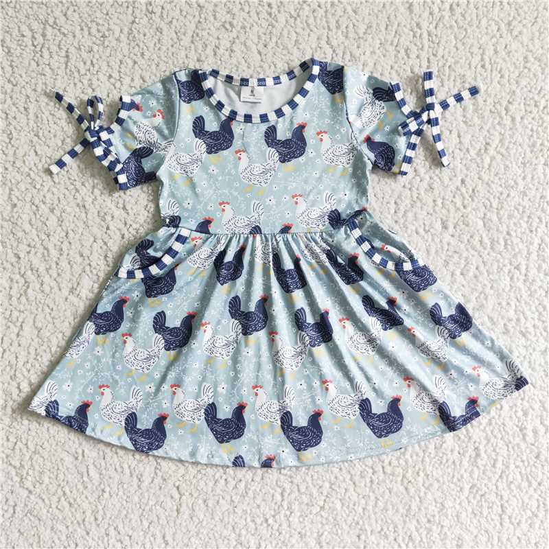 SALES NEW Baby Girls Summer Chicken Twirl Dresses Cute Kids Fashion pocket Clothing Soft Material Comfortable to Wear for Little Girls