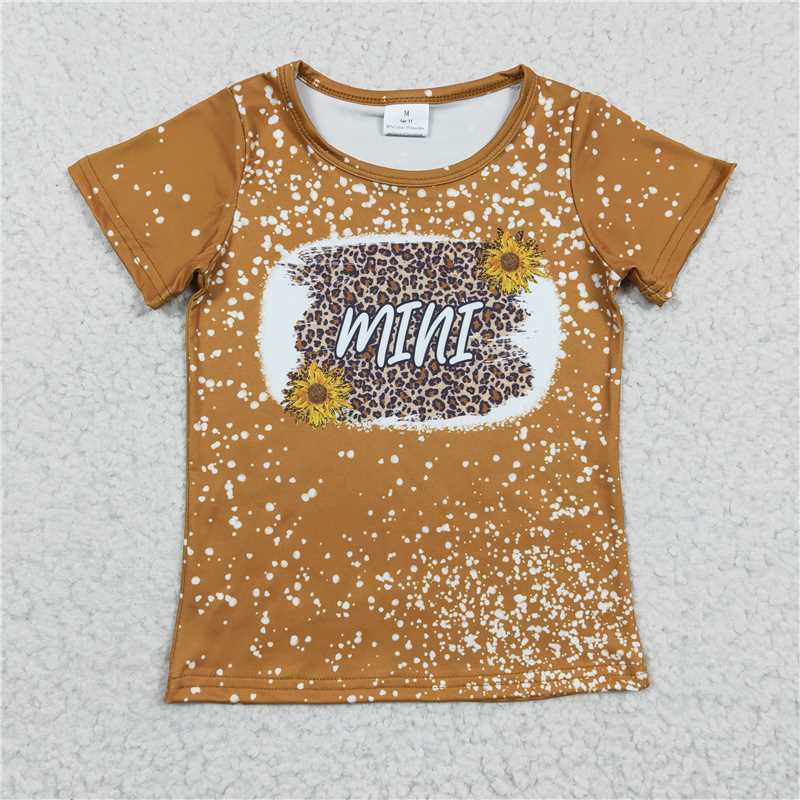 SALES NEW Baby Girls Mini Sunflower Leopard Short Sleeve Shirt Tops Outfit for Little Girls Cute Animal Print Blouse for Infants