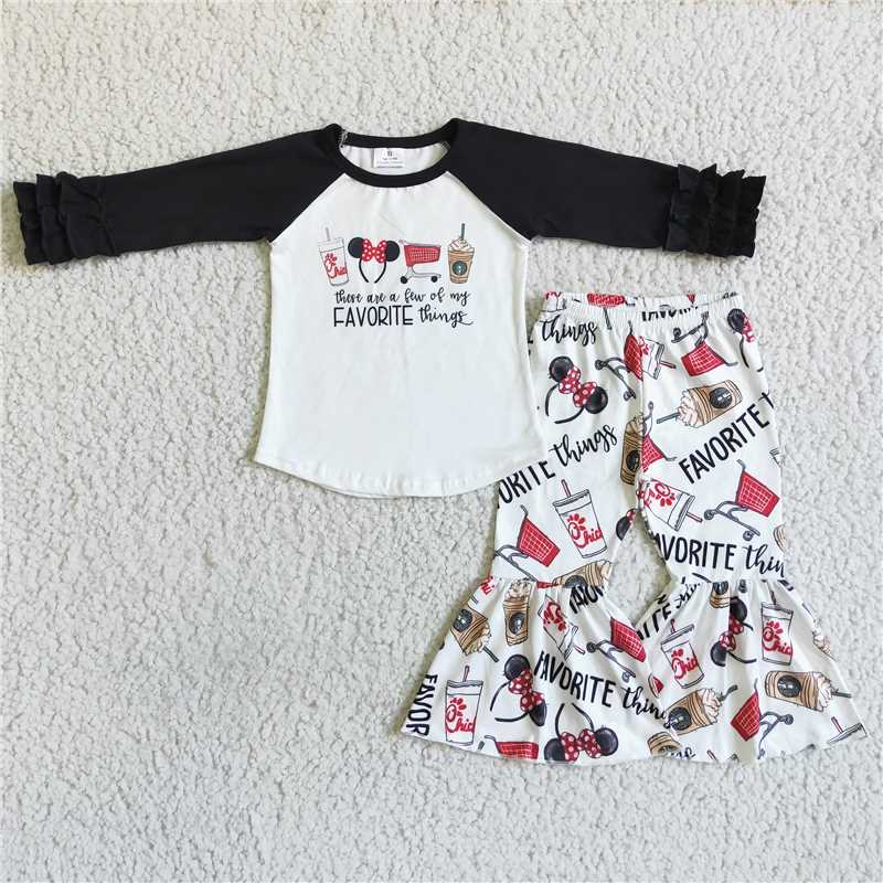 SALES NEW Baby Girls Snacks Long Sleeve And Bell Bottom Pants Set Cute Outfit for Newborns And Infants
