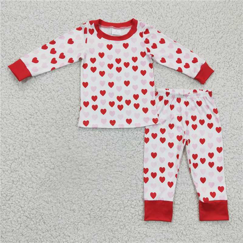 RTS NO MOQ Sibling Baby girls Clothes Valentine long-sleeved pants sets