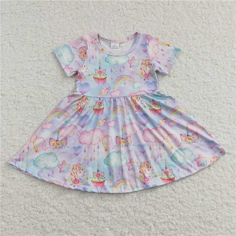 SALES NEW Baby Girls Unicorn Rainbow Birthday Dress Knee-Length Fairy Tale-inspired Children's