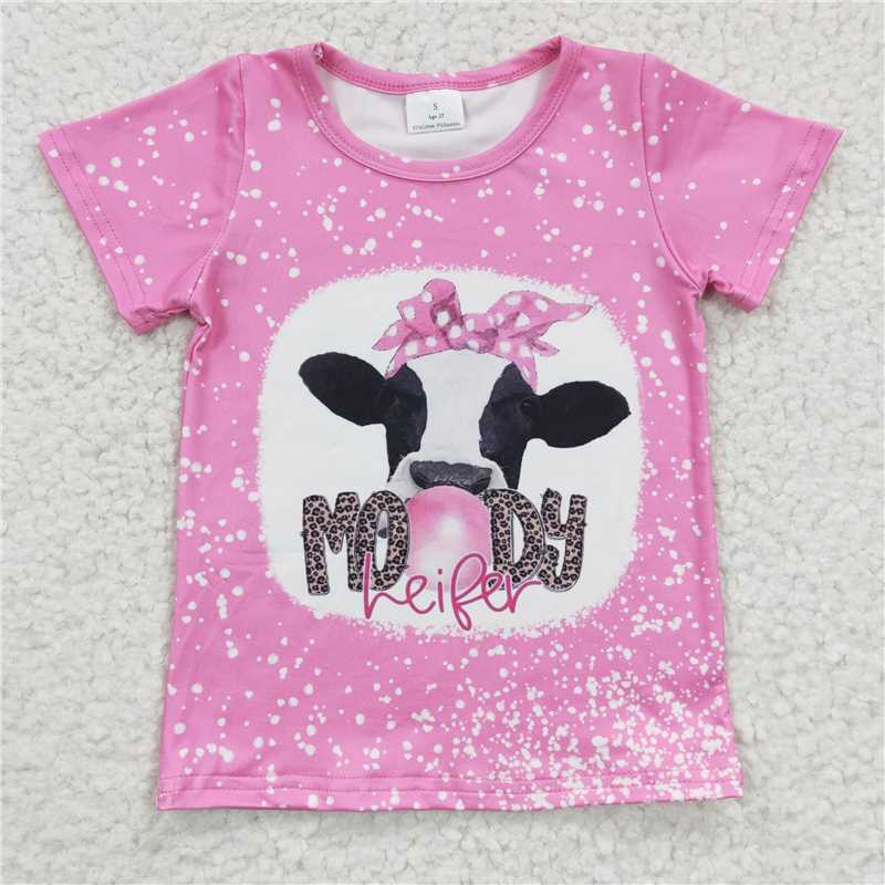 SALES NEW Baby Girls Pink Moody Short Sleeve Tee Shirts Tops for Kids' Clothing