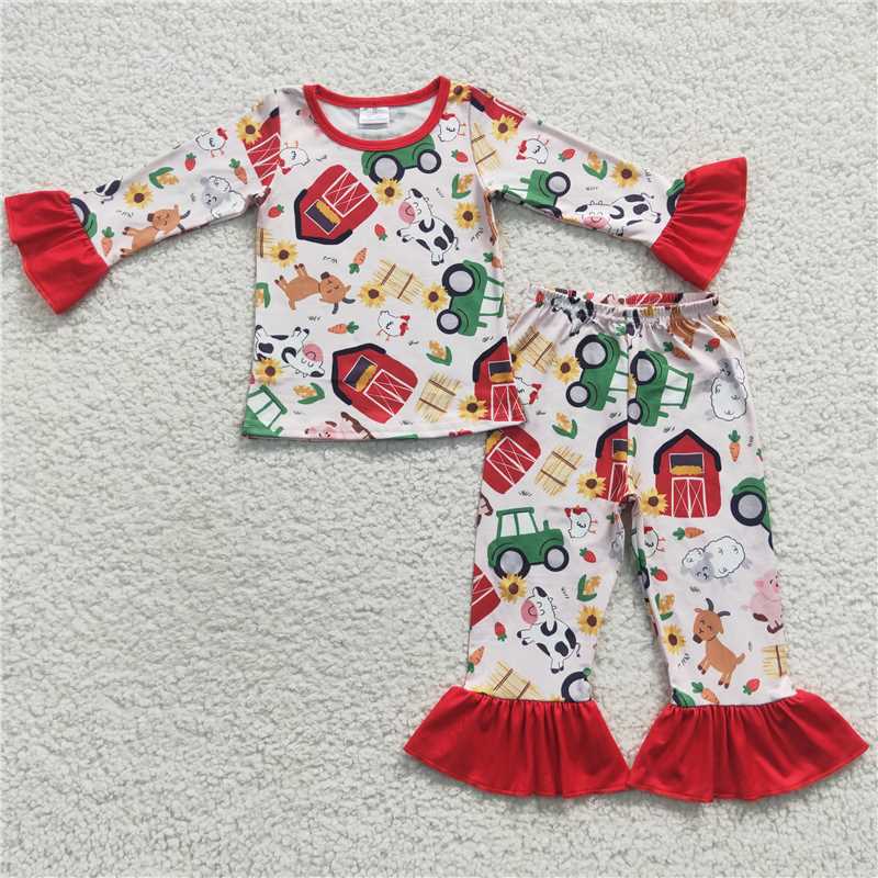 SALES NEW Baby Girls Farm Themed Sleepwear And Clothing Set Cute Pajamas Outfit for Little Ones