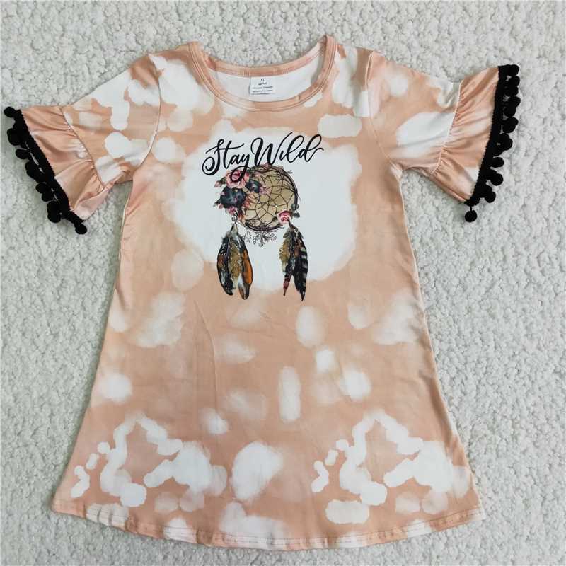 SALES NEW Girls Dreamcatcher Dresses with Pom Pom Kids Clothing for Girls Festive Wear
