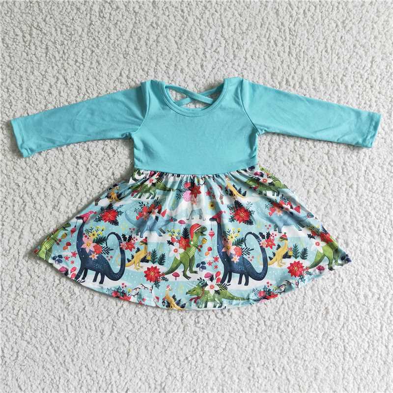 SALES NEW Baby Girls Christmas Dinosaur Twirl Dress Cute Holiday Party Dress for Kids