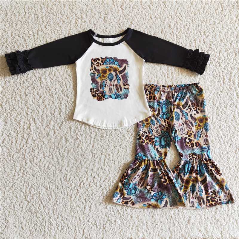 SALES NEW Baby Girls Western Cow Bell bottoms Pants Sets Cute Outfit for Little Girls Comfortable Soft Material Baby Clothing Set