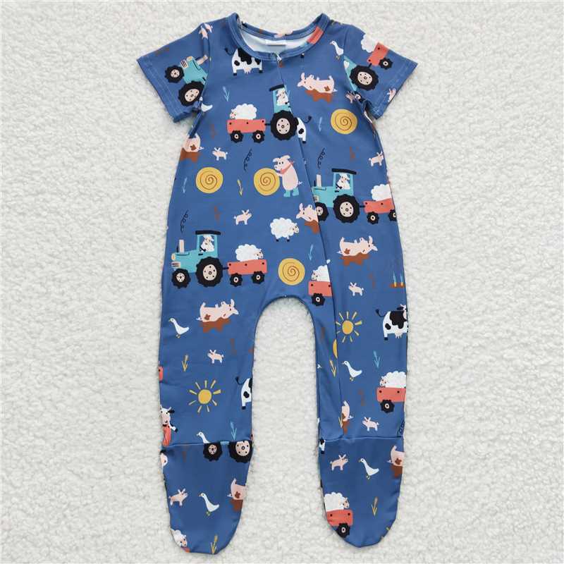 SALES NEW Baby Boys Farm Zip Footie Rompers
