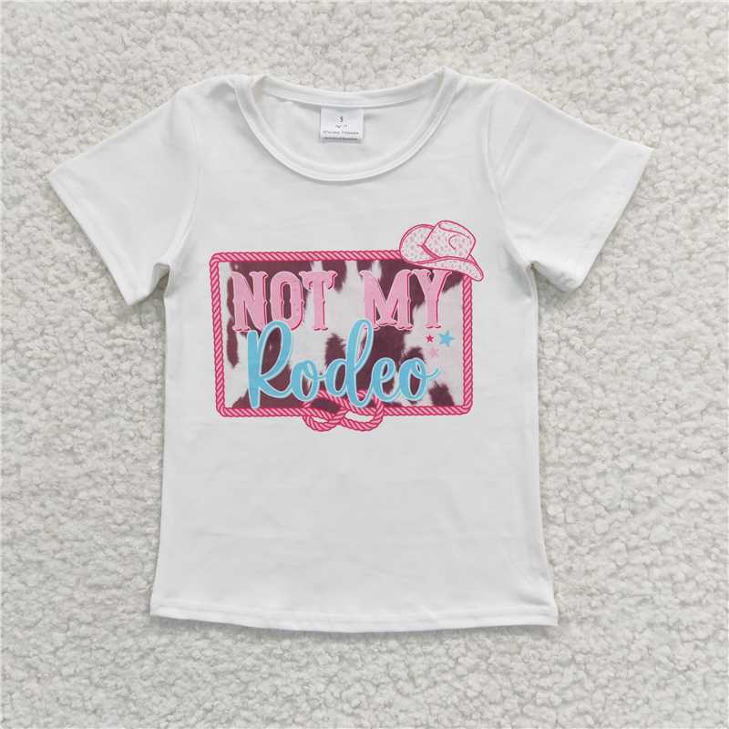 SALES NEW Baby Girls Western Style 'Not My Rodeo' Short Sleeve Tee Shirt Cute Casual Print Top for Infants