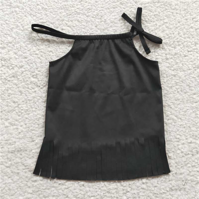SALES NEW Baby Girls Black Tassle Halter Top Cute Shirt for Little Girls Baby Clothing Halter Neck Tops for Girls