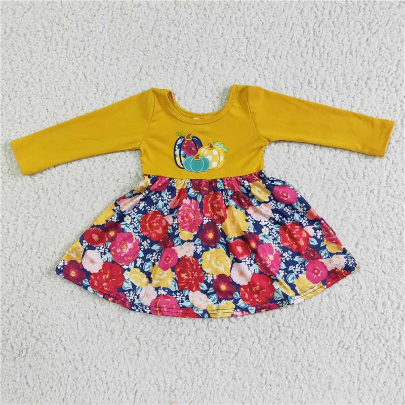 SALES NEW Baby Girls Pumpkin Embroidered Twirl Dresses Kids Halloween Costume Cute Baby Girl Dress Infant Clothing
