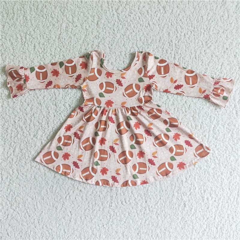 SALES NEW Baby Girls Long Sleeve Football Baseball Dresses Autumn Seasonal Clothing for Little Girls