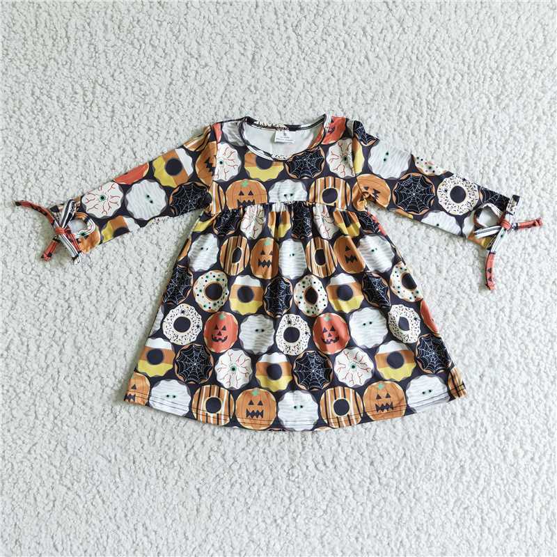 SALES NEW Baby Girls' Halloween Pumpkin Knee-Length Dresses Cute Costume Dress for Toddlers Kids' Party Wear