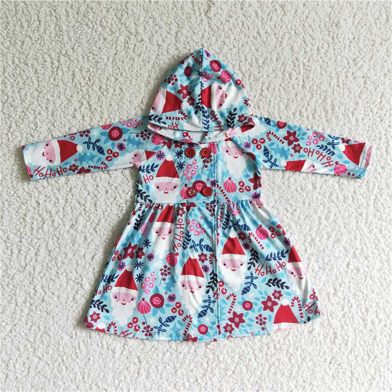 SALES NEW Baby girls hooded Christmas santa long sleeve dresses