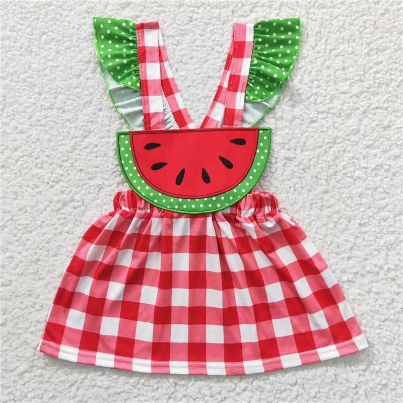 SALES NEW Watermelon Embroidery Baby Girls Summer Knee-Length Dresses Girls Clothing Summer Outfits Baby Girl's Dress