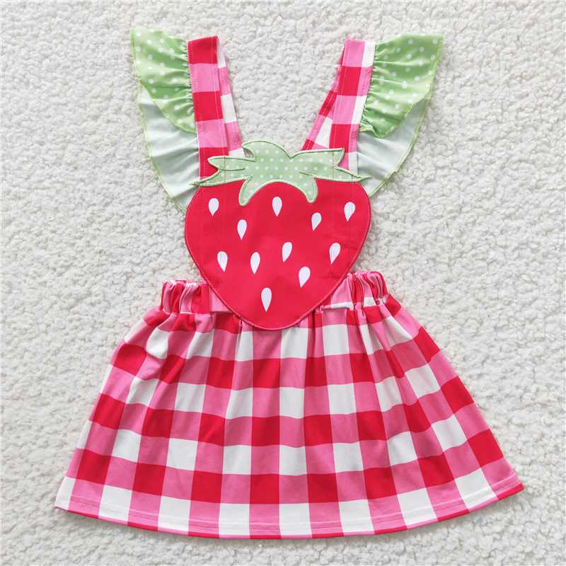 SALES NEW Summer Knee-Length Dress for Baby Girls with Strawberry Embroidery Cute And Fashionable Clothing for Little Ones